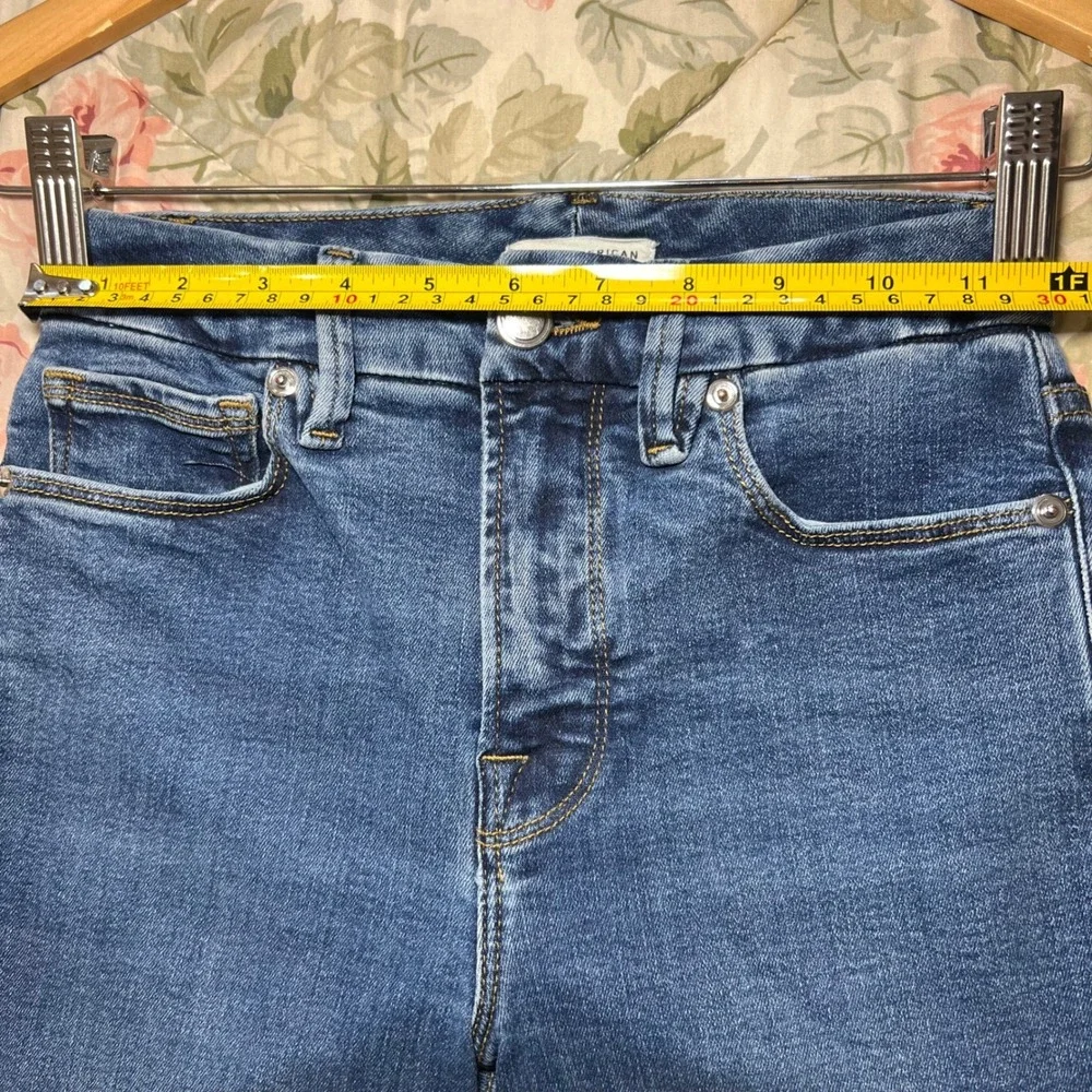 Good American Good Waist Skinny Jeans Blue Dark Wash High Rise‎ Size 0/25